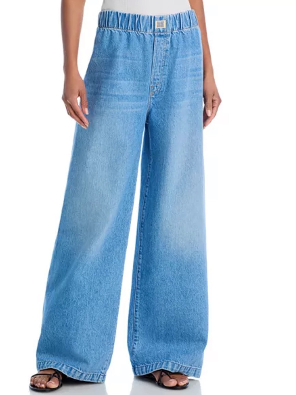 Mother Snacks wide leg faded denim size XS